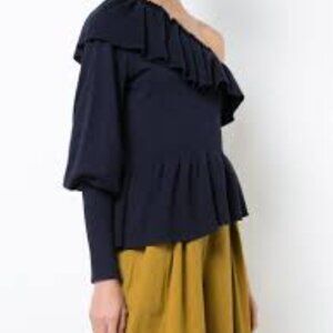Ulla Johnson Midnight Blue Eden Cashmere One Shoulder Sweater